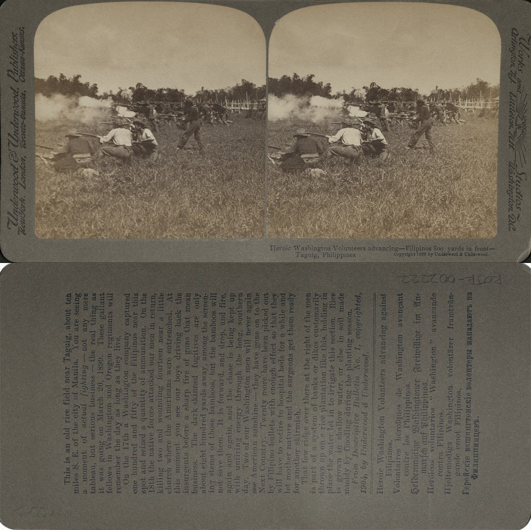 Heroic Washington Volunteers advancing – Filipinos 800 yards in front – Taguig, Philippines.